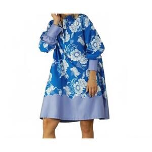 NEW MULLA women's boarder print shirt dress in blue